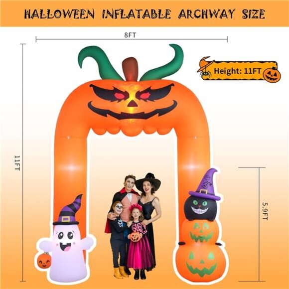 New 11 FT(H) x 8.5 FT(L) Giant Halloween Inflatables Archway, Halloween - Picture 2 of 8